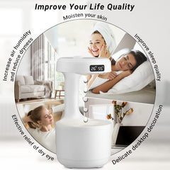 Raptas Cool Mist Humidifier: 15-Year Warranty, Floating Design, LED Clock, Auto Shutdown. Upgrade Model for 2024