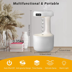 Raptas Cool Mist Humidifier: 15-Year Warranty, Floating Design, LED Clock, Auto Shutdown. Upgrade Model for 2024