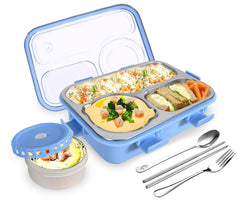 Stainless Steel TEC TAVAKKAL Lunch Box: 3 Compartments, Leak-Proof, BPA-Free. Includes Fork, Spoon, Chopsticks. (Blue, 750 ml)" 

* Compact: perfect for kids, school, and office use.
* High-quality, durable materials ensure lasting performance.